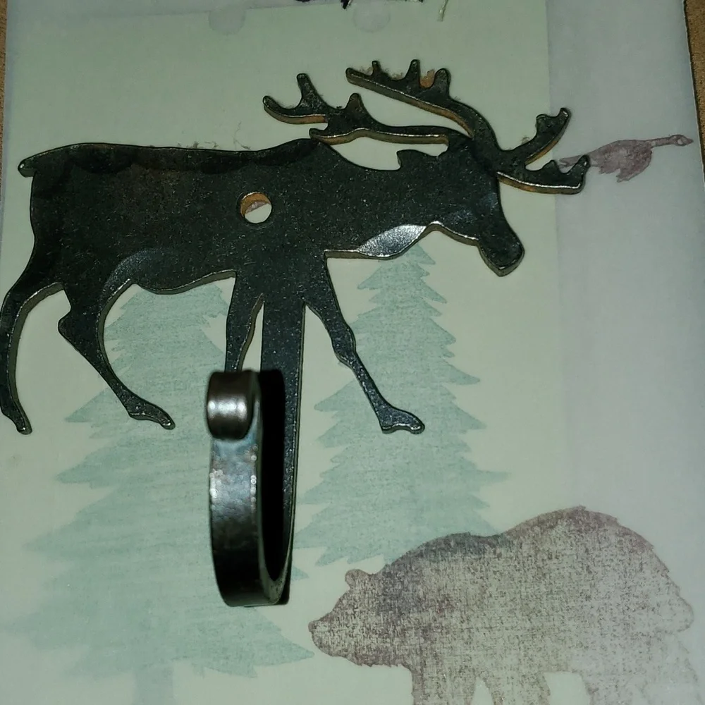 Vintage Wall Hooks. Moose, Tree And Fish. Heavy Wrought Iron. No Screws